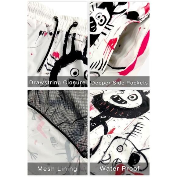 GINGTTO Men's Beach Shorts Bathing Suits with Mesh Lining - Picture 4 of 7